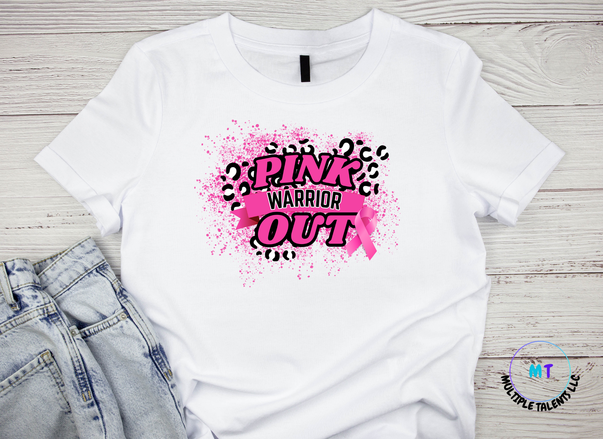 Breast Cancer Shirt Pink Out Awareness Tee Shirt, Pink Out Warrior Chetta Print Tee Shirt, Custom Breast Cancer Awareness Shirt